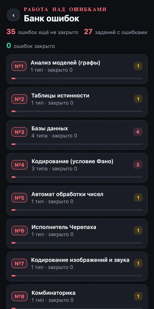 Платформа: Банк ошибок